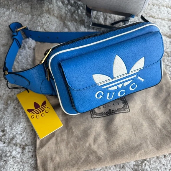 💙 Gucci x Adidas Leather Belt Bag – Retro Blue - Picture 3 of 8